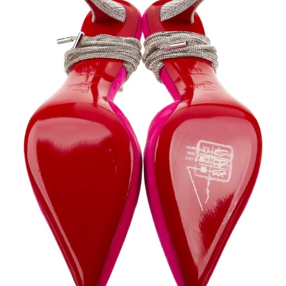 CHRISTIAN LOUBOUTIN | Astrid Lace Strass Pink Suede 85 Ankle Wrap Heels - Picture 3 of 3